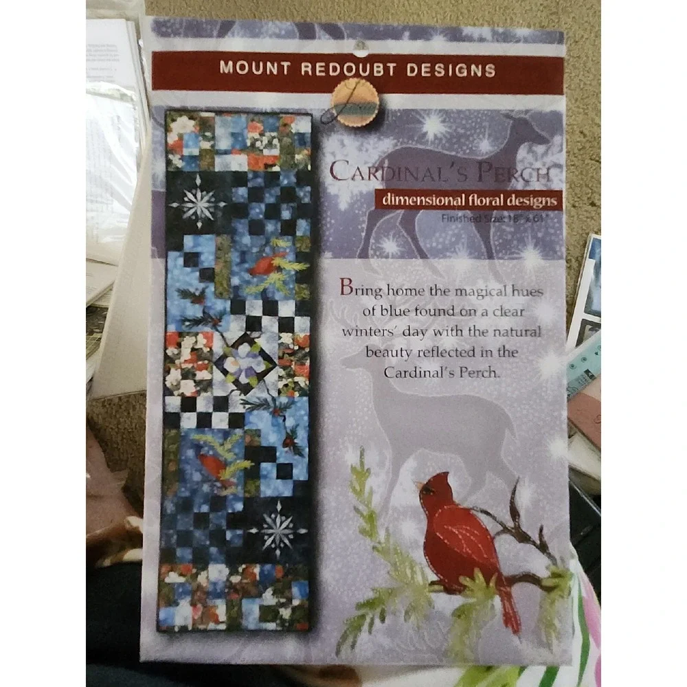Mount Redoubt Designs  CARDINAL'S‎ PERCH Quilted Table Runner Pattern